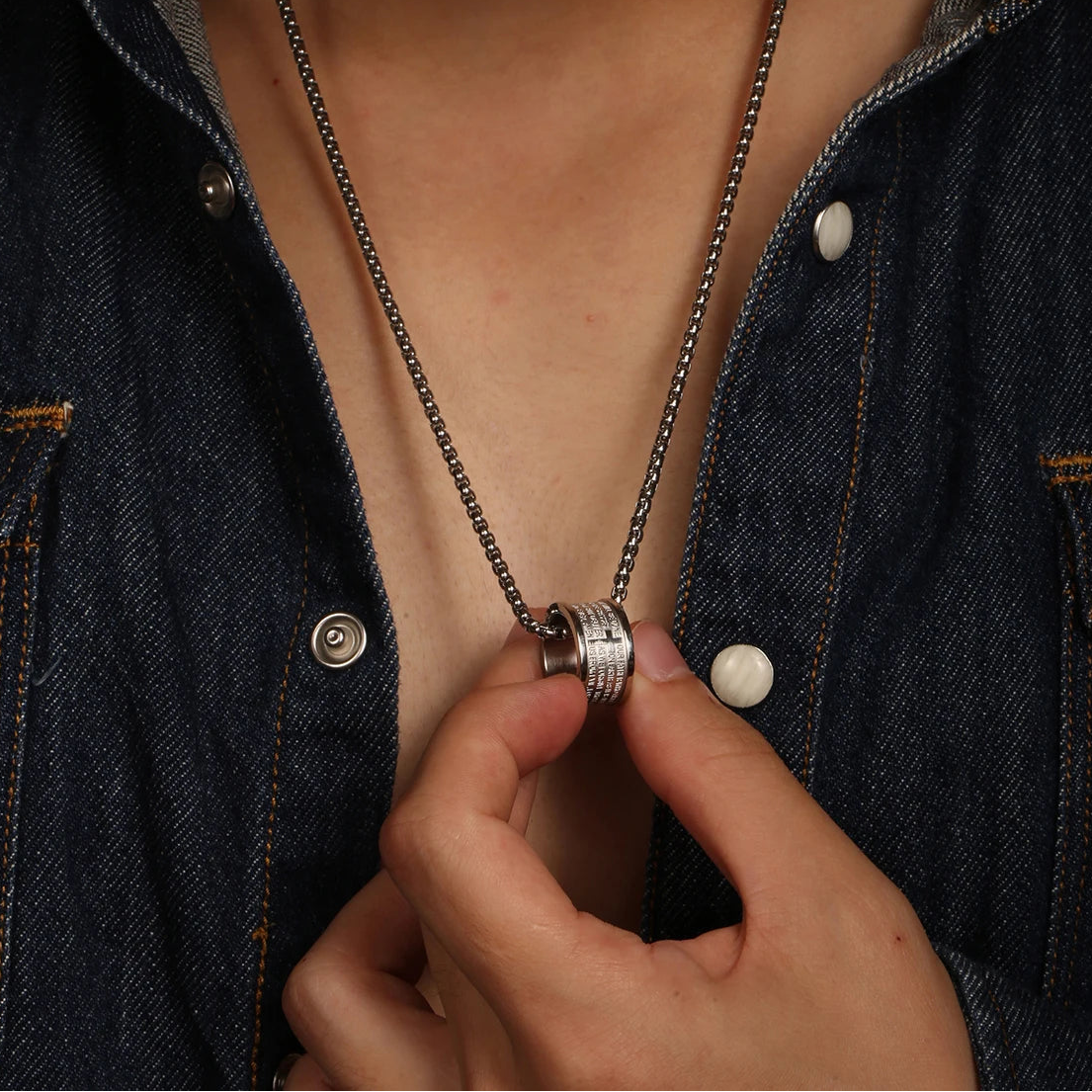 Ring Cross Necklace Men Jewelry