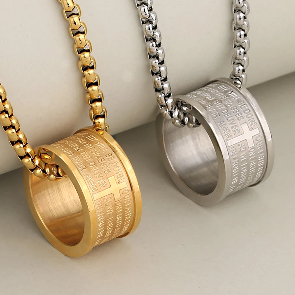 Ring Cross Necklace Men Jewelry