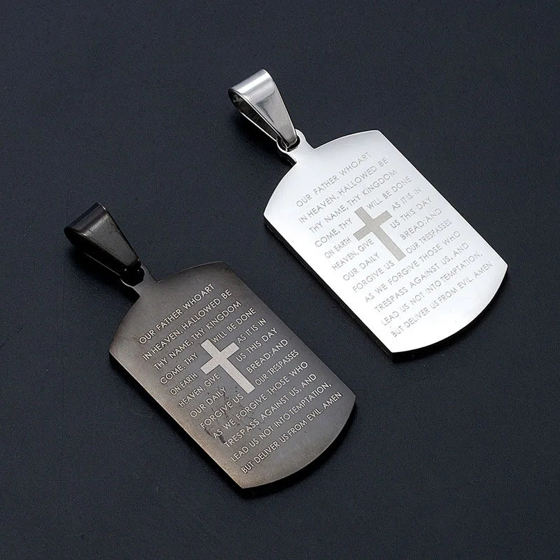 1PC Fashin Simple Stainless Steel Bible Verse Necklace for Men Spiritual Cross Necklace Men Spiritual Jewelry