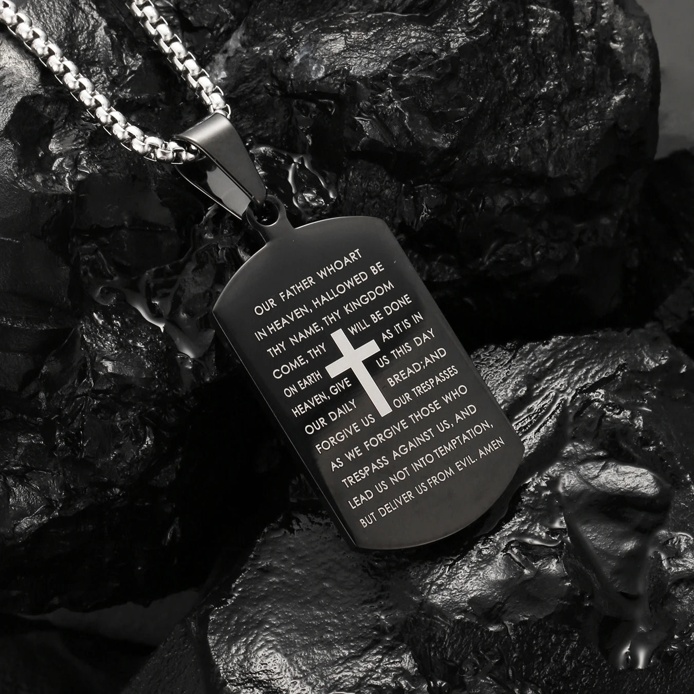 1PC Fashin Simple Stainless Steel Bible Verse Necklace for Men Spiritual Cross Necklace Men Spiritual Jewelry