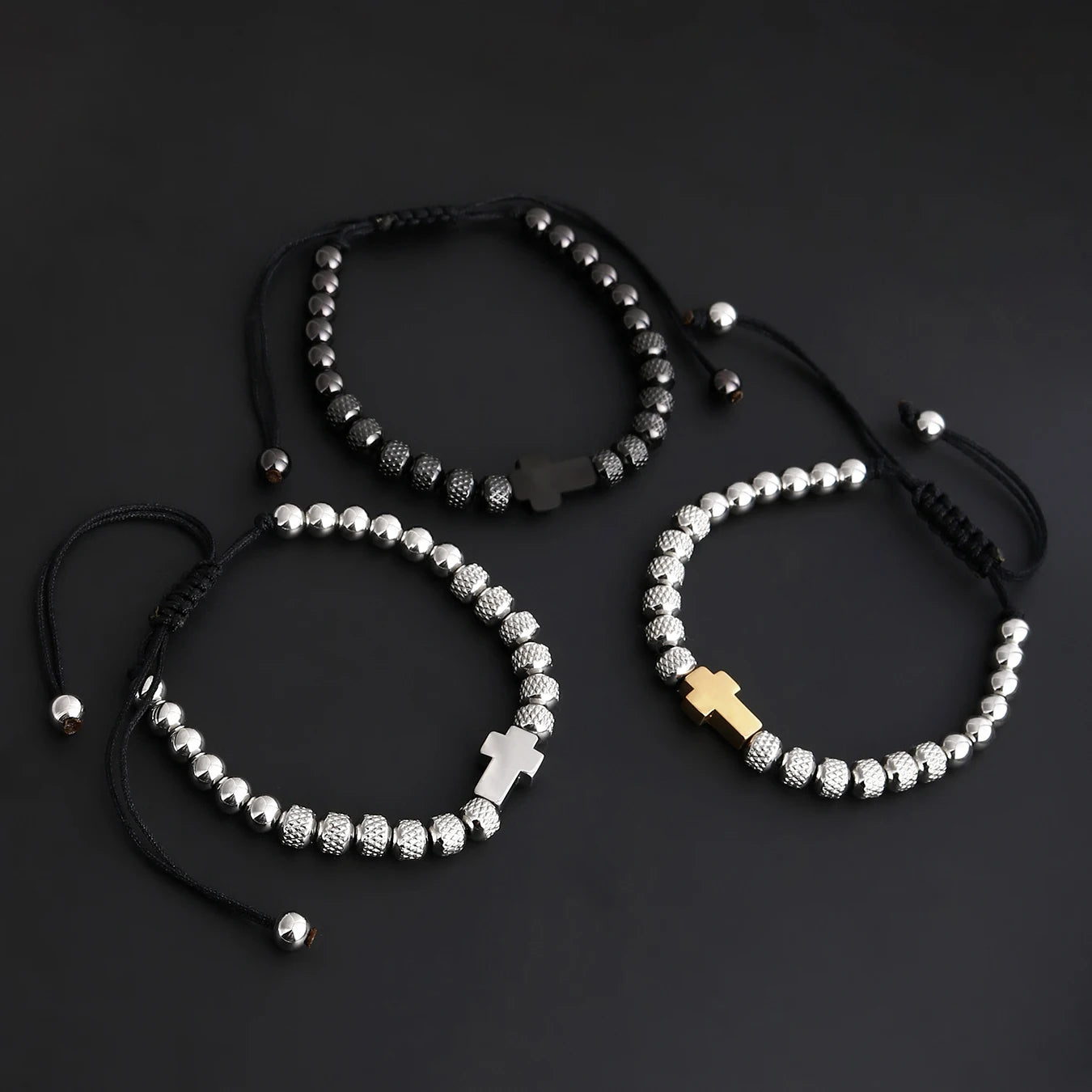 Pineapple Beads Cross Bracelet
