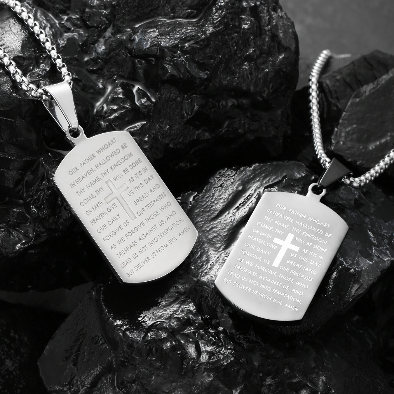 1PC Fashin Simple Stainless Steel Bible Verse Necklace for Men Spiritual Cross Necklace Men Spiritual Jewelry