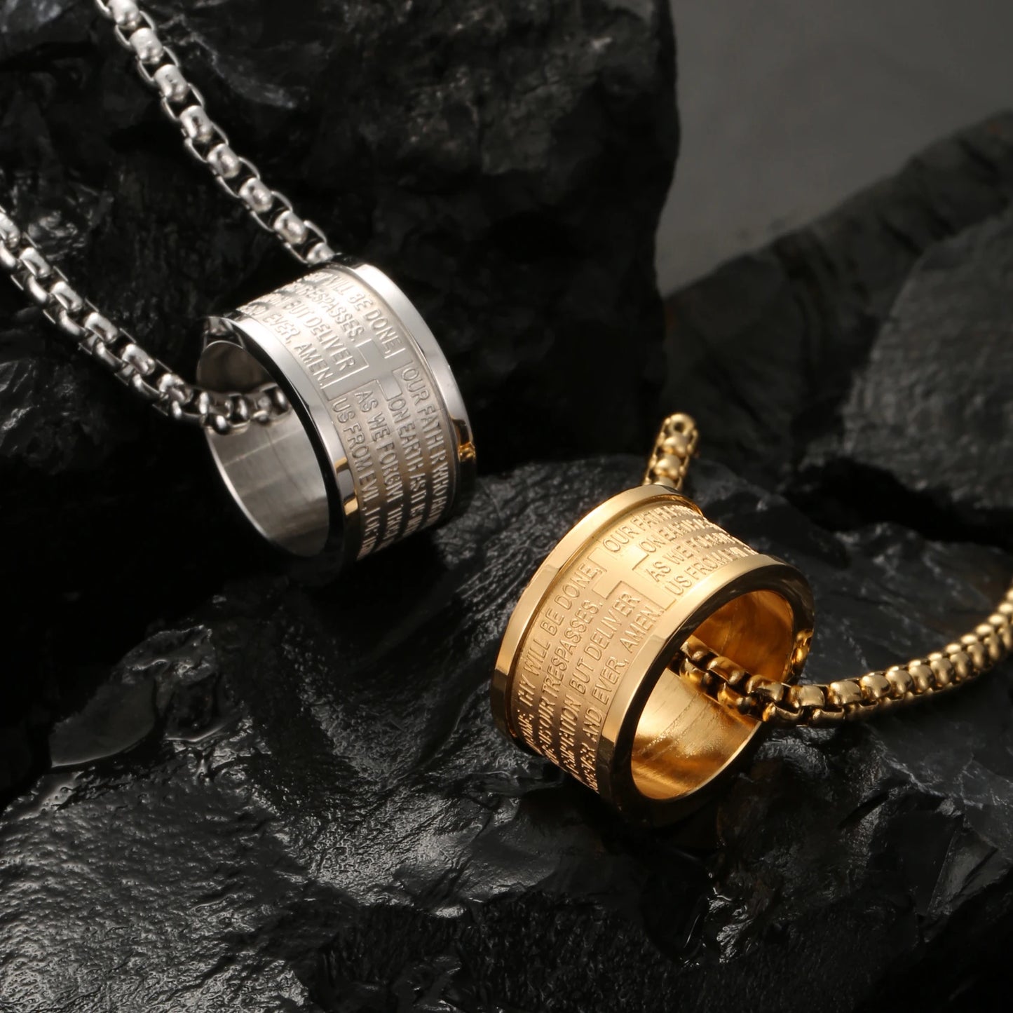 Ring Cross Necklace Men Jewelry
